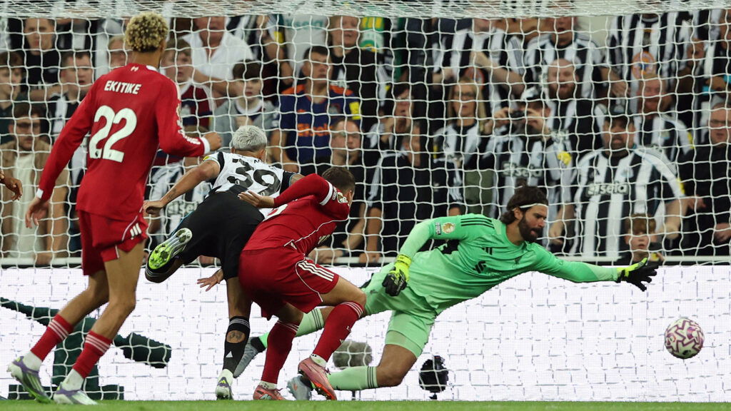 Bruno Guimaraes Header Goal Liverpool Alisson