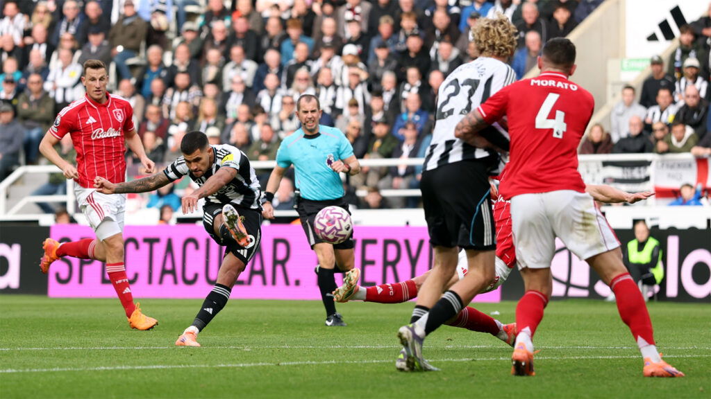 Bruno Guimaraes Shooting Goal Newcastle Nottingham Forest