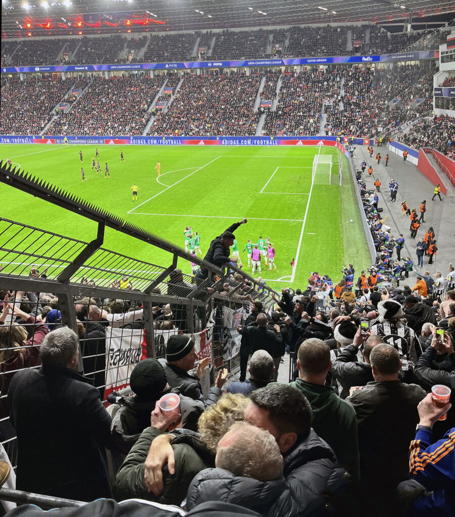 Newcastle Fans Away End Leverkusen BayArena Gordon Goal Celebration