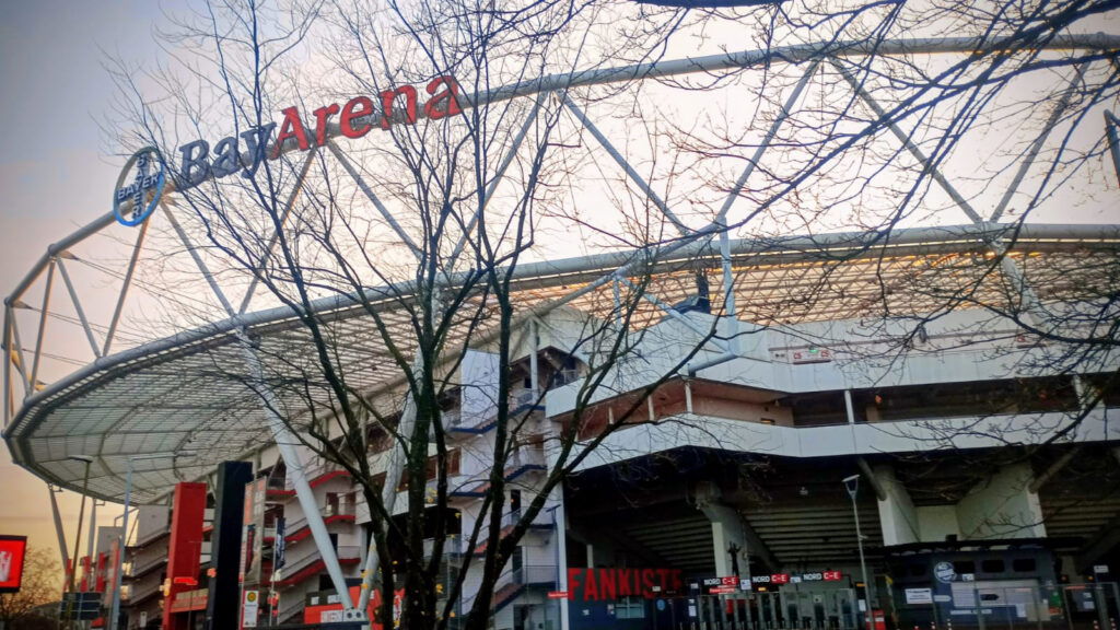 Outside BayArena Leverkusen