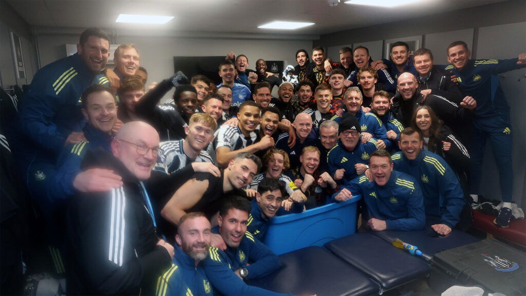 Newcastle United Team Dressing Room Celebration Victory Burnley