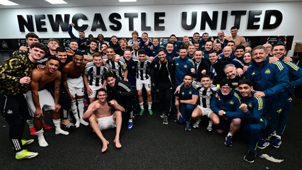 Newcastle United Team Dressing Room Celebration Victory PSV Eindhoven